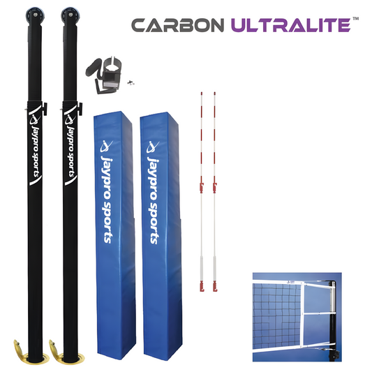 Jaypro Carbon Ultralite Volleyball System – 3-1/2" Floor Sleeve | Ultra-Strong, Lightweight Carbon Fiber Uprights – PVB-9000
