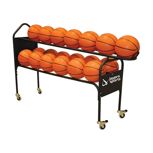 Jaypro Deluxe Training Ball Rack – 19 Ball Capacity | Heavy‑Duty Rolling Cart for Courts & Gyms (DTBR‑19)