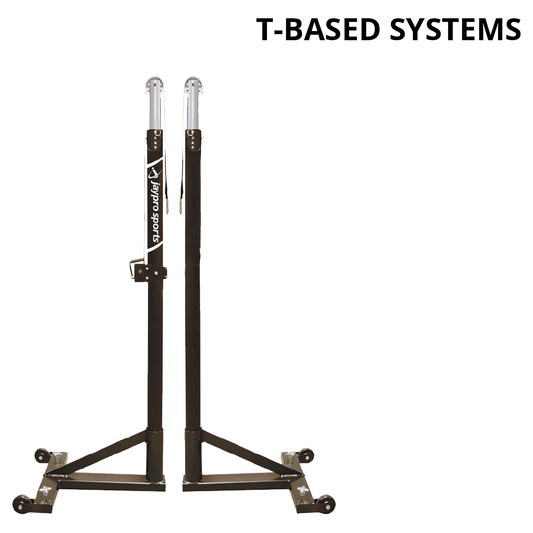 Jaypro FeatherLite T-Base Competition Volleyball Uprights | Lightweight Portable Posts with T-Base Stability (PVB‑250UB)