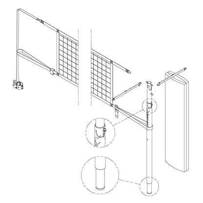 Jaypro FeatherLite Volleyball Net Center Upright System – 3" Floor Sleeve | Lightweight Mid-Court Support – PVBC-450