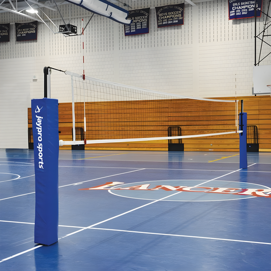 Jaypro FeatherLite Volleyball System Deluxe Package – 3" Floor Sleeve | Lightweight Aluminum Posts with Net, Pads, Antennas & Gauge – PVB-4PKGDX