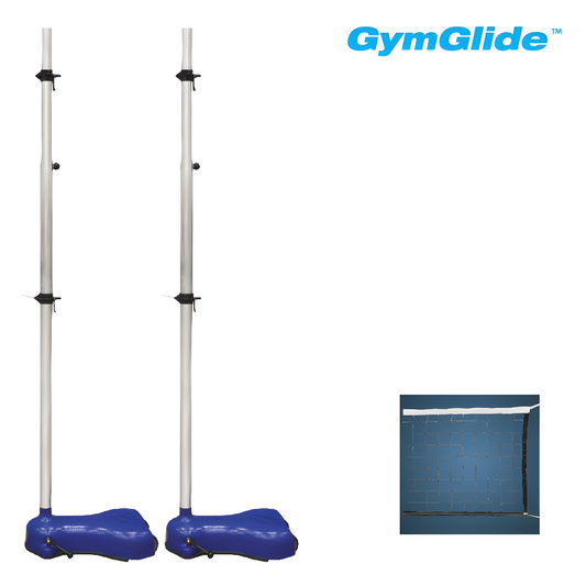 Jaypro GymGlide Recreational Game Package | All-in-One Portable Volleyball & Badminton System for School & Rec Use (GGS-100PKG)