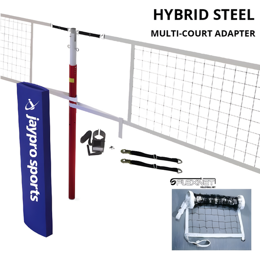 Jaypro Hybrid Steel Volleyball Net Center Upright System | Heavy-Duty Central Support for Multi-Court Volleyball Configurations