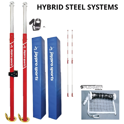Jaypro Hybrid Steel Volleyball Uprights | Durable, Adjustable Net System for Competitive Play