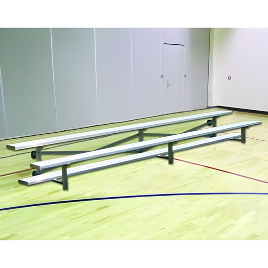 Jaypro Indoor Bleacher – 15' (2 Row, Single Foot Plank) Tip & Roll System | Model: BLCH-2TRG