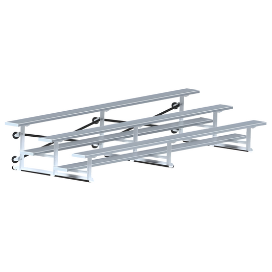 Jaypro Indoor Bleacher – 15' (3 Row, Single Foot Plank) Tip & Roll System | Model: BLCH-3TRG
