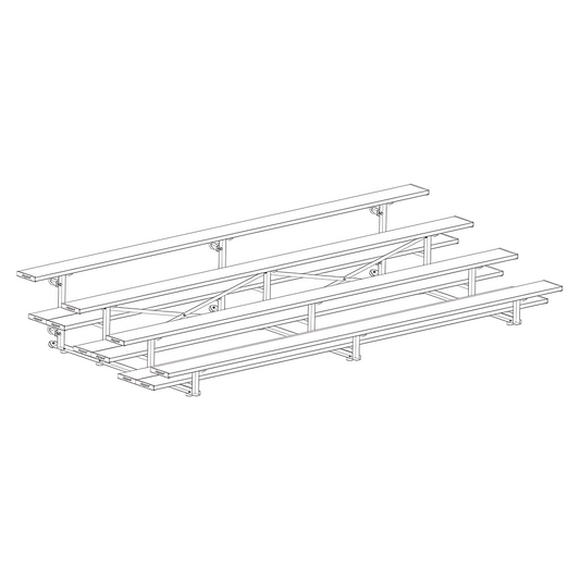 Jaypro Indoor Bleacher – 15' (4 Row, Double Foot Plank) Tip & Roll System | Model: BLDP-4TRG