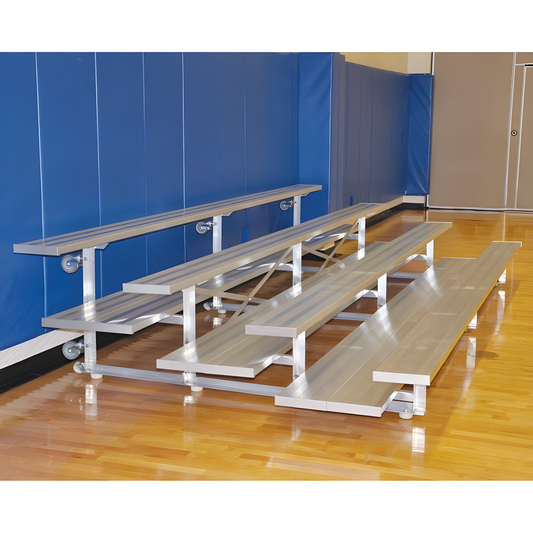 Jaypro Indoor Bleacher – 15' (4 Row, Double Foot Plank) Tip & Roll System | Model: BLDP-4TRG