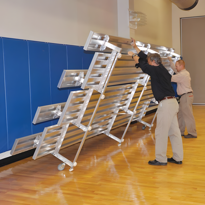 Jaypro Indoor Bleacher – 15' (4 Row, Double Foot Plank) Tip & Roll System | Model: BLDP-4TRG