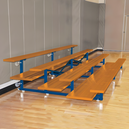 Jaypro Indoor Bleacher – 15 ft, 4‑Row Double‑Foot Plank Tip & Roll Bleacher (Powder‑Coated) (BLDP‑4TRGPC)