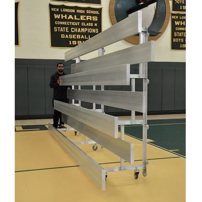 Jaypro Indoor Bleacher – 15' (4 Row, Single Foot Plank) Tip & Roll System | Model: BLCH-4TRG