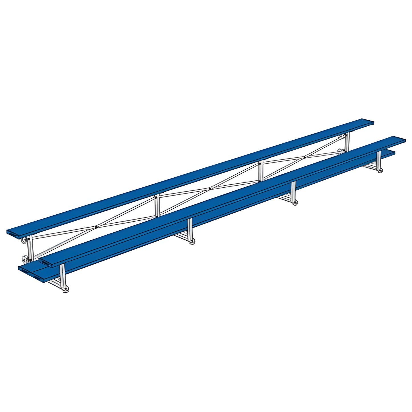 Jaypro Indoor Bleacher – 21 ft, 2‑Row Double‑Foot Plank Tip & Roll Bleacher (Powder‑Coated) (BLDP‑221TRGPC)