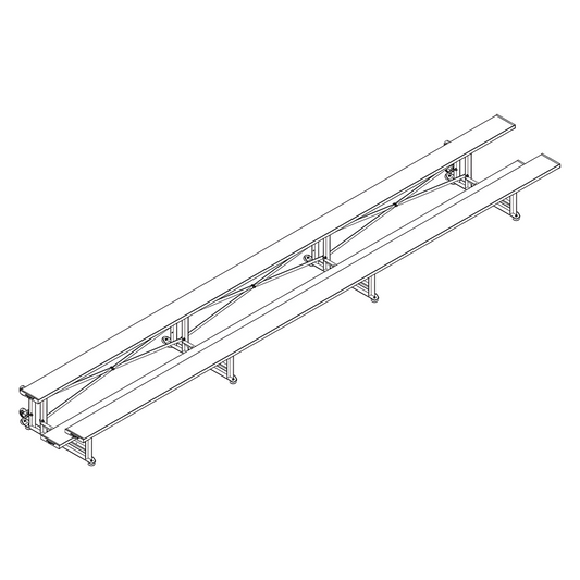 Jaypro Indoor Bleacher – 21' (2 Row, Single Foot Plank) Tip & Roll System | Model: BLCH-221TRG