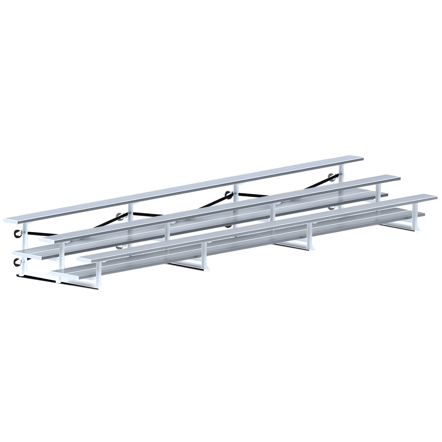 Jaypro Indoor Bleacher – 21' (3 Row, Double Foot Plank) Tip & Roll System | Model: BLDP-321TRG