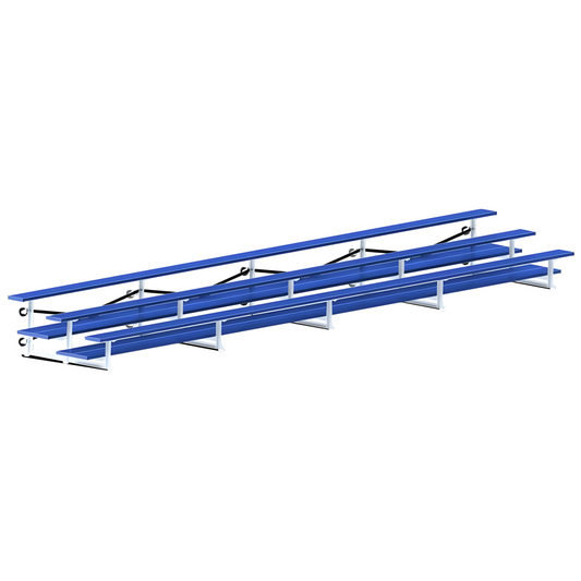 Jaypro Indoor Bleacher – 27 ft. (3 Row - Double Foot Plank) – Tip & Roll – Powder Coated | BLDP-327TRGPC