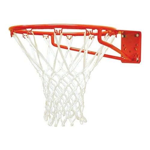 Jaypro outdoor basketball hoop with an orange rim and white net for durable play