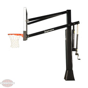 Jaypro outdoor basketball hoop with adjustable black arm and sturdy base for sports use