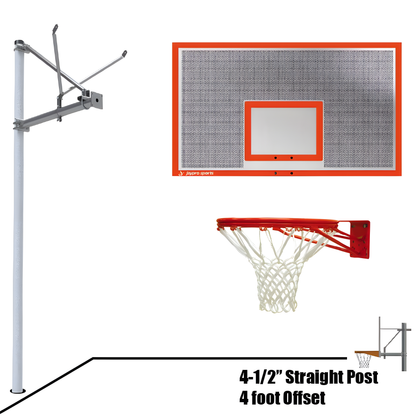 Jaypro Outdoor Basketball Hoop with 4 foot offset for durable outdoor use