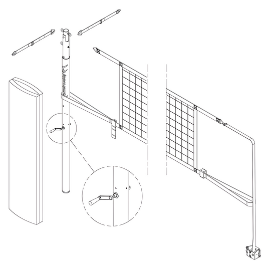 Jaypro PowerLite Volleyball Net Center Upright System | Lightweight, High-Performance Center Post