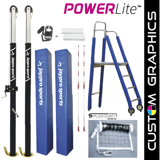 Jaypro PowerLite Volleyball Deluxe System Package – 3-1/2" Floor Sleeve | Model: PVB-7PKGDX