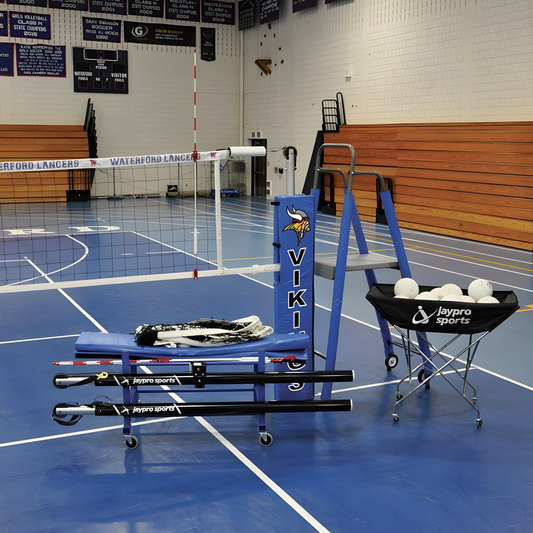 Jaypro PowerLite Volleyball Deluxe System Package – 3-1/2" Floor Sleeve | Model: PVB-7PKGDX