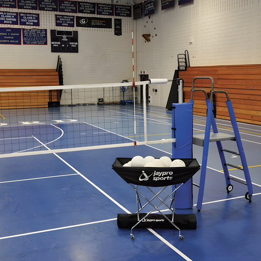 Jaypro PowerLite Volleyball System Package – 3-1/2" Floor Sleeve | Lightweight, Durable Competition Set – PVB-7PKG
