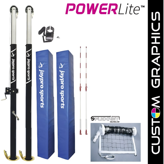 Jaypro PowerLite Volleyball System with Custom Graphics | NFHS, NCAA, USVBA Regulation