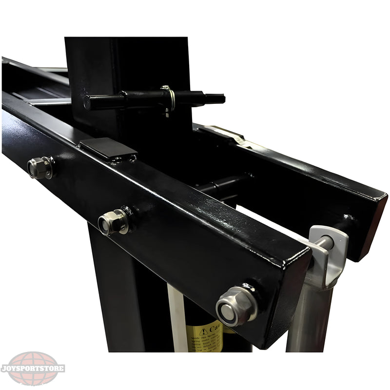 Close-up of black metal bracket with bolts from Jaypro sports equipment