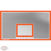 Jaypro basketball backboard with orange frame and transparent perforated surface for sports use