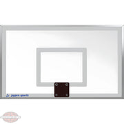 Jaypro clear basketball backboard with gray square target and silver frame for sports use