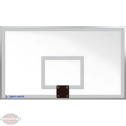 Jaypro transparent basketball backboard with white square target and metal mounting bracket