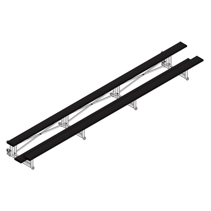 Jaypro Sports Bleacher - 2 Row -Tip & Roll, Single Foot Plank - 21' L, Powder Coated ( BLCH-221TRGPC)