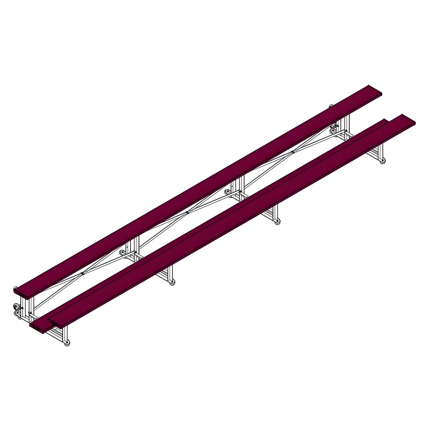Jaypro Sports Bleacher - 2 Row -Tip & Roll, Single Foot Plank - 21' L, Powder Coated ( BLCH-221TRGPC)