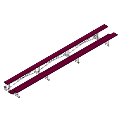 Jaypro Sports Bleacher - 2 Row -Tip & Roll, Single Foot Plank - 21' L, Powder Coated ( BLCH-221TRGPC)
