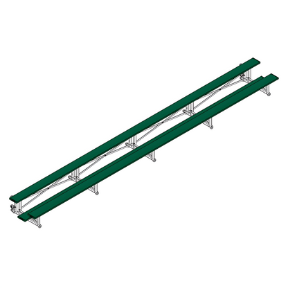 Jaypro Sports Bleacher - 2 Row -Tip & Roll, Single Foot Plank - 27' L, Powder Coated ( BLCH-227TRGPC)