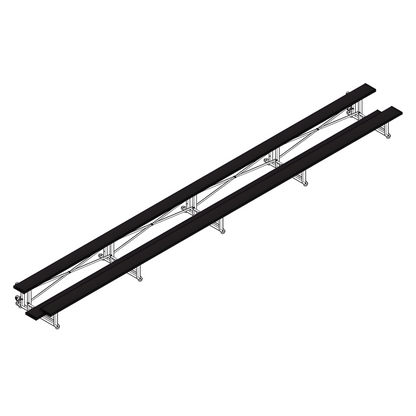 Jaypro Sports Bleacher - 2 Row -Tip & Roll, Single Foot Plank - 27' L, Powder Coated ( BLCH-227TRGPC)