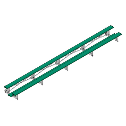 Jaypro Sports Bleacher - 2 Row -Tip & Roll, Single Foot Plank - 27' L, Powder Coated ( BLCH-227TRGPC)