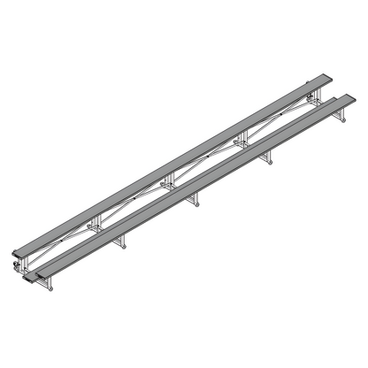 Jaypro Sports Bleacher - 2 Row -Tip & Roll, Single Foot Plank - 27' L, Powder Coated ( BLCH-227TRGPC)