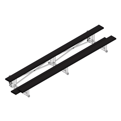 Jaypro Sports Bleacher - 2 Row -Tip & Roll, Single Foot Plank, Powder Coated - 15' L ( BLCH-2TRGPC)
