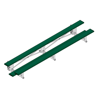 Jaypro Sports Bleacher - 2 Row -Tip & Roll, Single Foot Plank, Powder Coated - 15' L ( BLCH-2TRGPC)