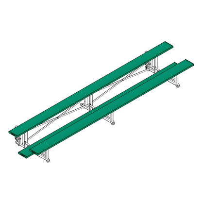 Jaypro Sports Bleacher - 2 Row -Tip & Roll, Single Foot Plank, Powder Coated - 15' L ( BLCH-2TRGPC)
