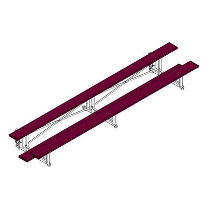 Jaypro Sports Bleacher - 2 Row -Tip & Roll, Single Foot Plank, Powder Coated - 15' L ( BLCH-2TRGPC)
