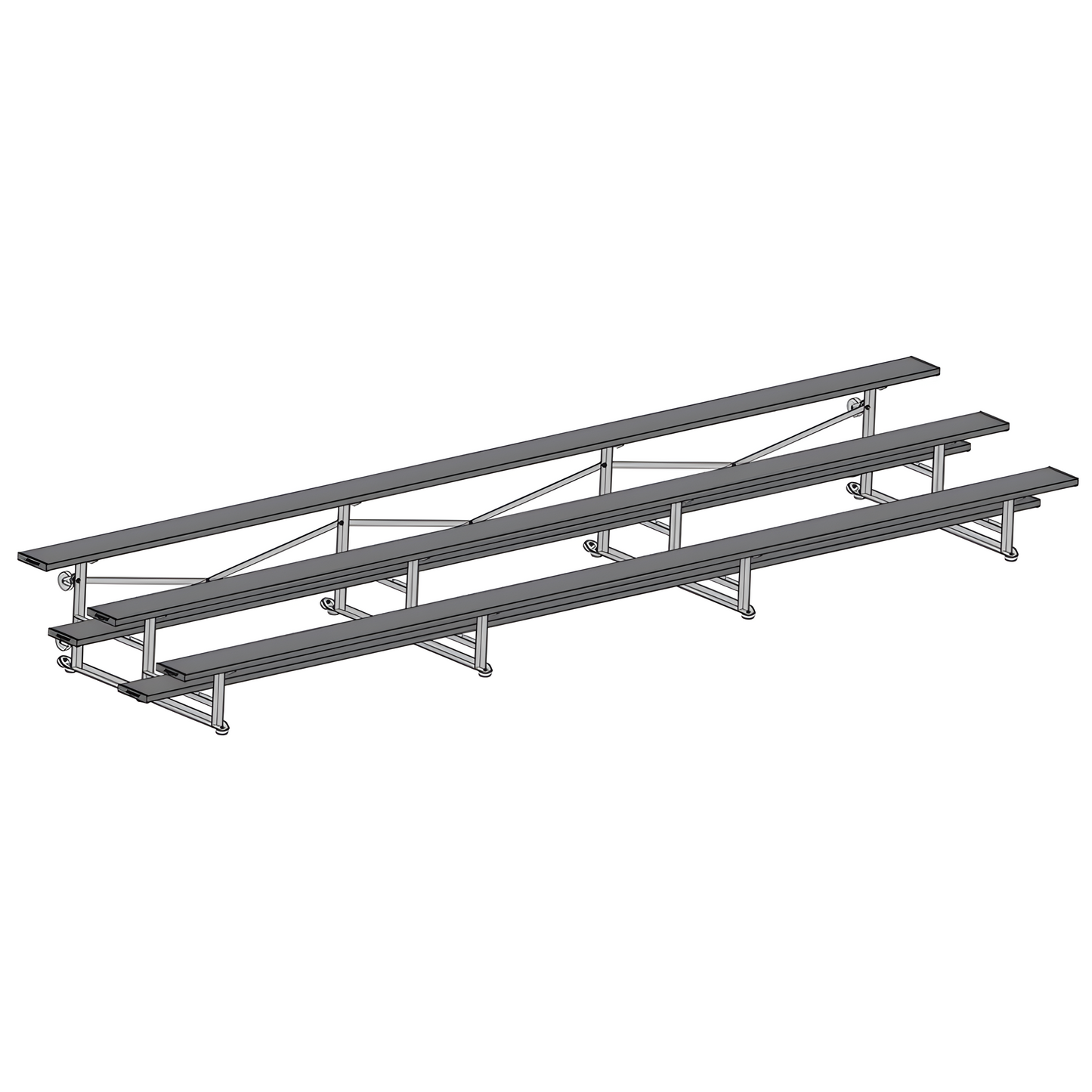 Jaypro BLCH-321TRGPC Indoor Bleacher Seats | 21 ft. (3 Row - Single Foot Plank) | Tip Roll (Powder Coated)