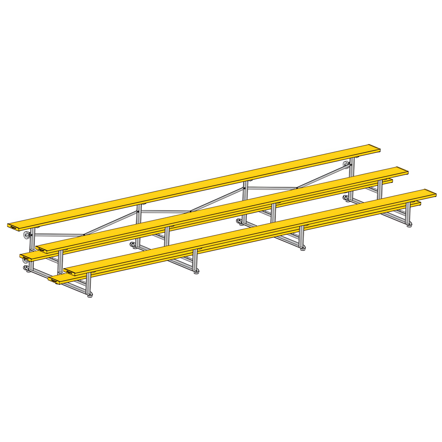 Jaypro BLCH-321TRGPC Indoor Bleacher Seats | 21 ft. (3 Row - Single Foot Plank) | Tip Roll (Powder Coated)