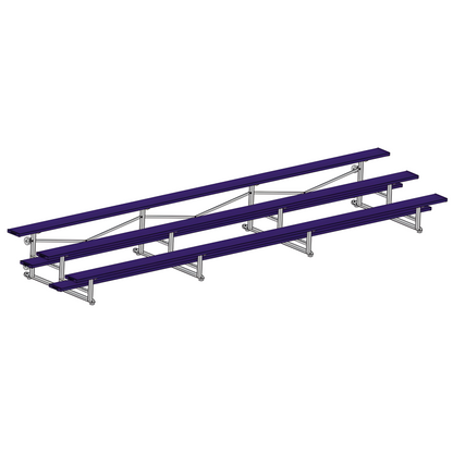 Jaypro BLCH-321TRGPC Indoor Bleacher Seats | 21 ft. (3 Row - Single Foot Plank) | Tip Roll (Powder Coated)