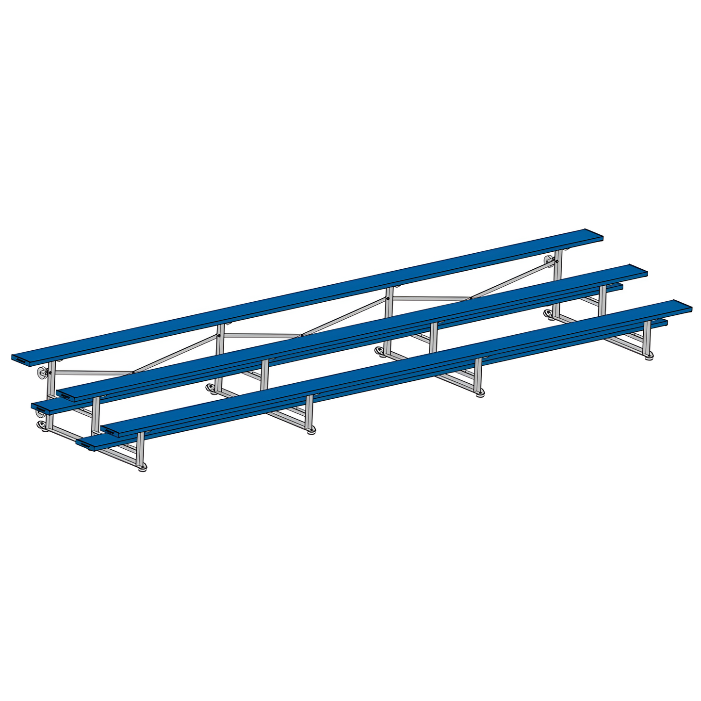 Jaypro BLCH-321TRGPC Indoor Bleacher Seats | 21 ft. (3 Row - Single Foot Plank) | Tip Roll (Powder Coated)