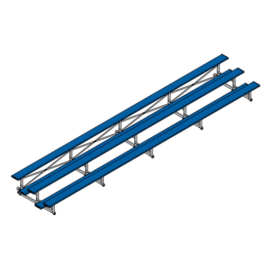 Jaypro Indoor Bleacher – 27' | 3 Row Tip & Roll Bleacher with Powder-Coated Frame (BLCH-327TRGPC)