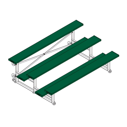Jaypro Sports Bleacher - 3 Row - Tip & Roll, Single Foot Plank, Powder Coated - 7.5' L (BLCH-375TRGPC)