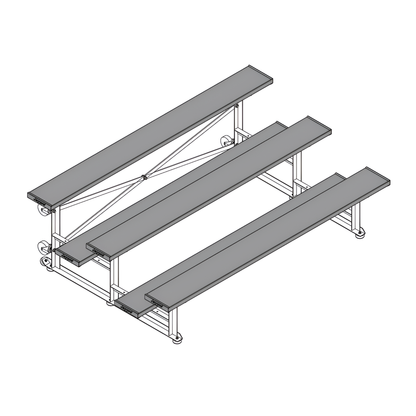 Jaypro Sports Bleacher - 3 Row - Tip & Roll, Single Foot Plank, Powder Coated - 7.5' L (BLCH-375TRGPC)