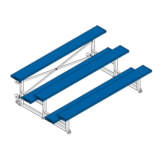 Jaypro Sports Bleacher - 3 Row - Tip & Roll, Single Foot Plank, Powder Coated - 7.5' L (BLCH-375TRGPC)